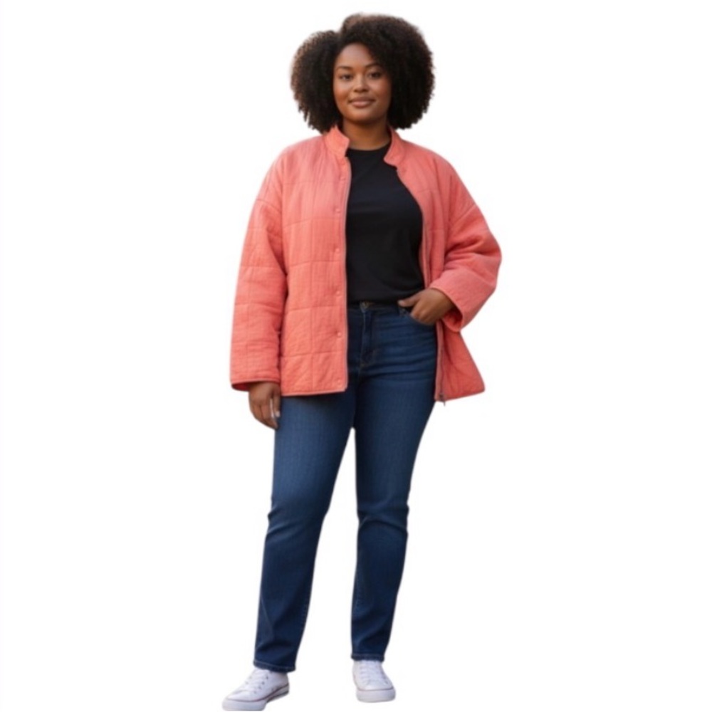 Torrid faded rose jacket quilted duo fold snap zip closure size 1X   14 - 16 NWT